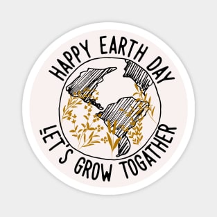 Happy Earth Day One Line Art Flowers Magnet